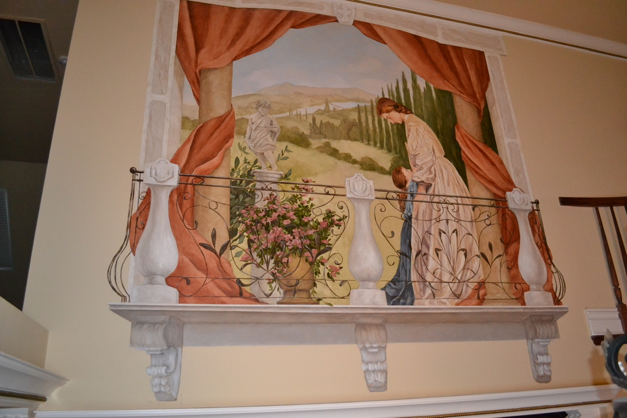 Balcony With Mother and Child by Grace W Sharpe