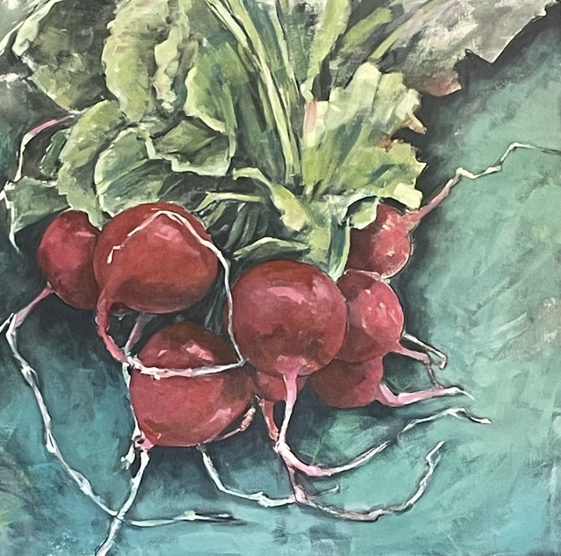 Summer Radishes in Teal by Grace W Sharpe